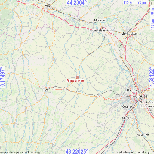 Mauvezin on map