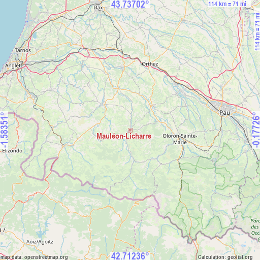 Mauléon-Licharre on map