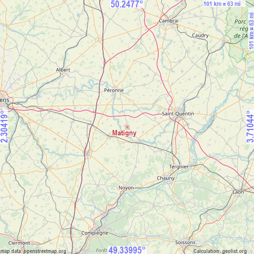 Matigny on map