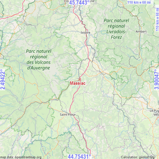 Massiac on map