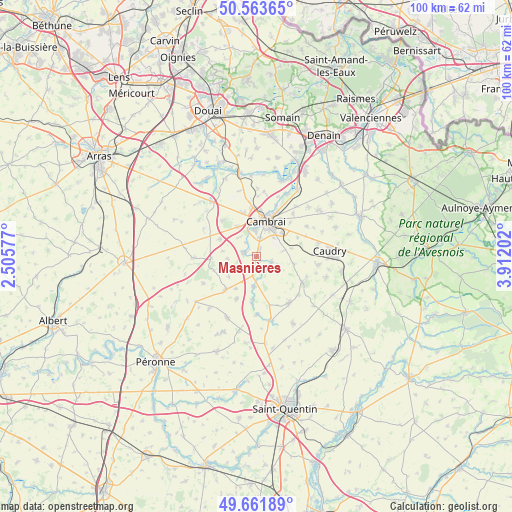 Masnières on map