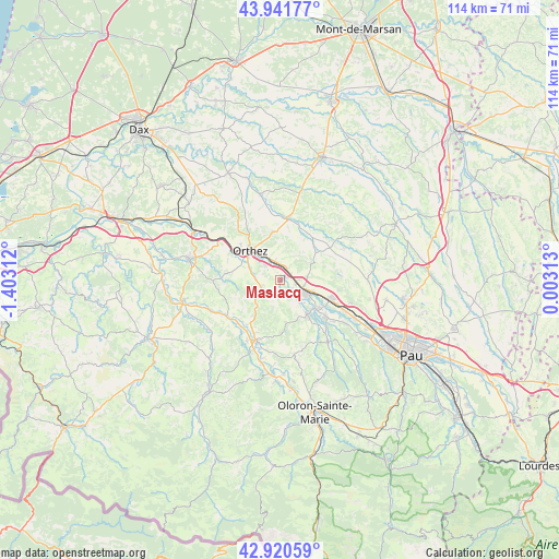 Maslacq on map