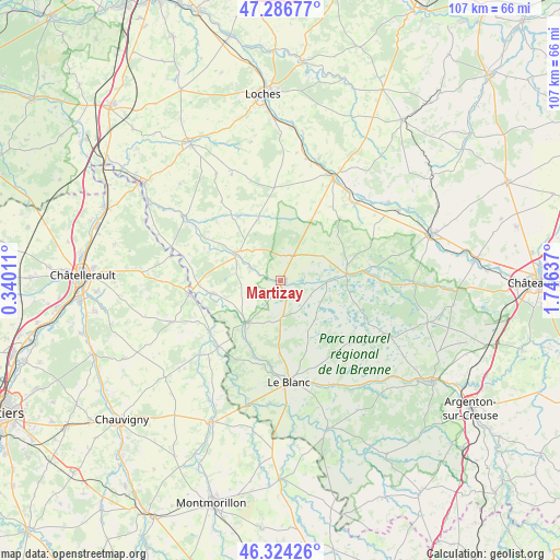 Martizay on map