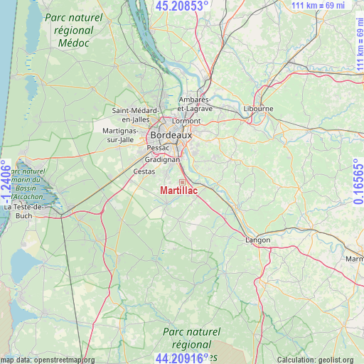 Martillac on map