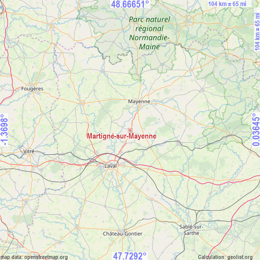 Martigné-sur-Mayenne on map