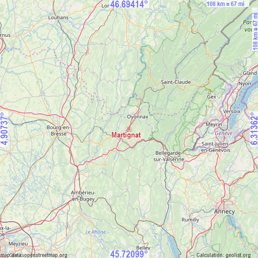 Martignat on map