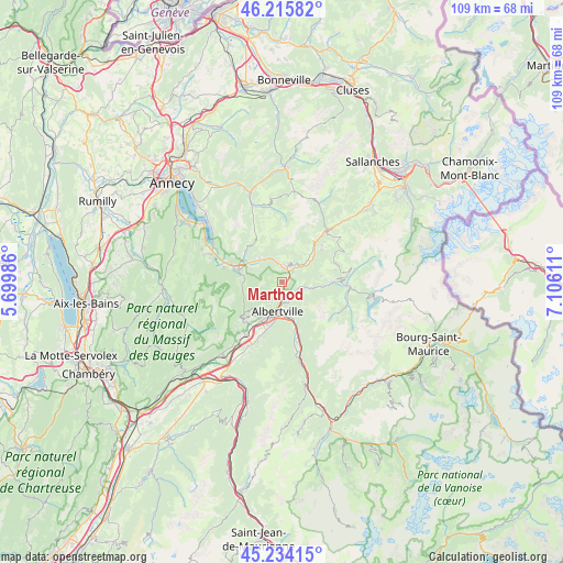 Marthod on map