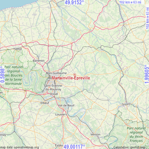 Martainville-Épreville on map