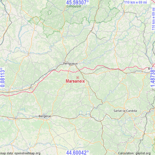 Marsaneix on map