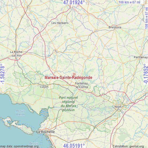 Marsais-Sainte-Radégonde on map