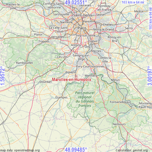 Marolles-en-Hurepoix on map