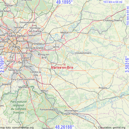 Marles-en-Brie on map