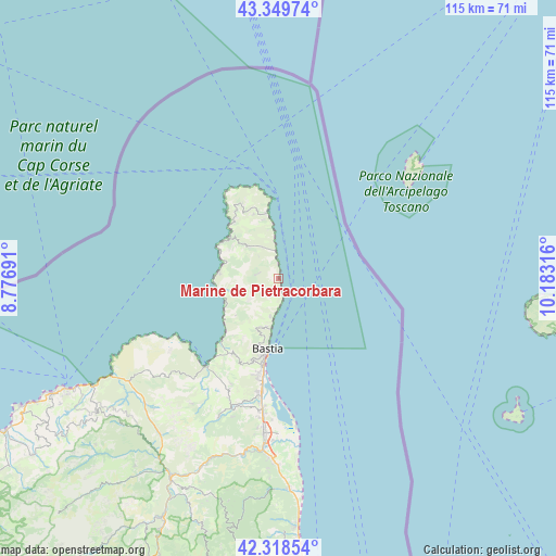 Marine de Pietracorbara on map