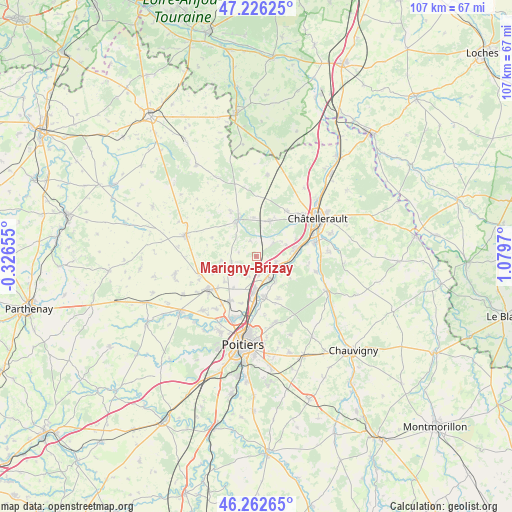 Marigny-Brizay on map