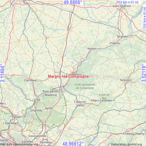Margny-lès-Compiègne on map