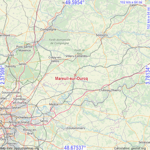 Mareuil-sur-Ourcq on map