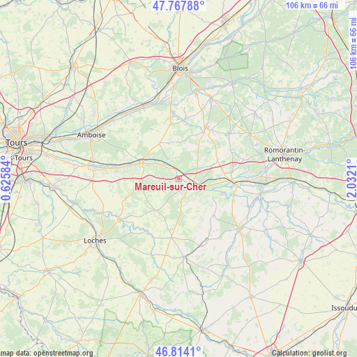 Mareuil-sur-Cher on map