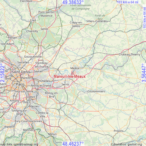 Mareuil-lès-Meaux on map