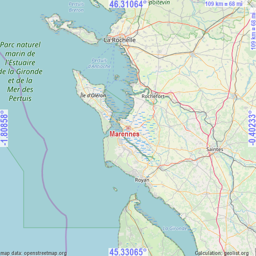 Marennes on map