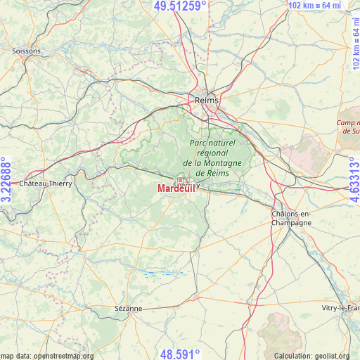 Mardeuil on map