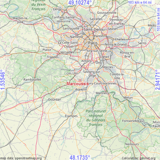 Marcoussis on map