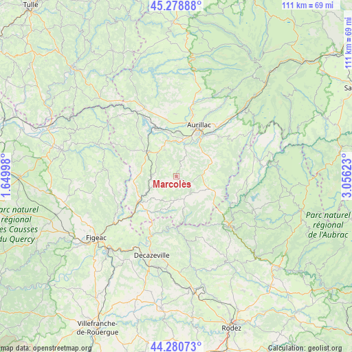 Marcolès on map