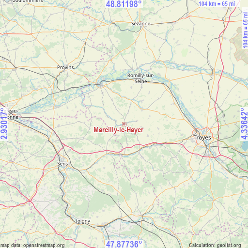 Marcilly-le-Hayer on map