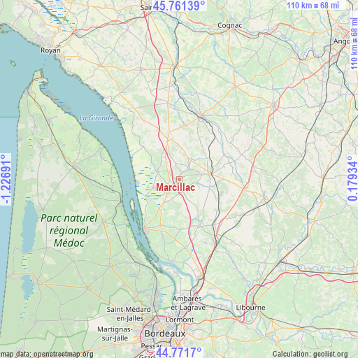 Marcillac on map