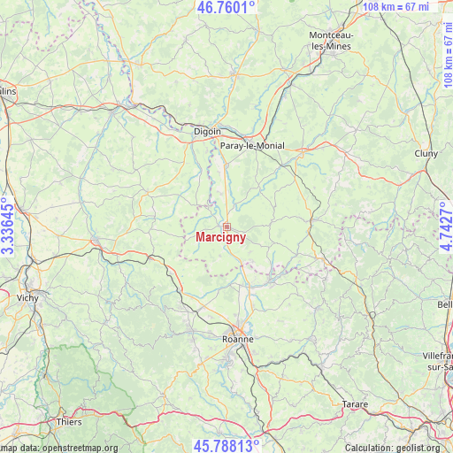 Marcigny on map