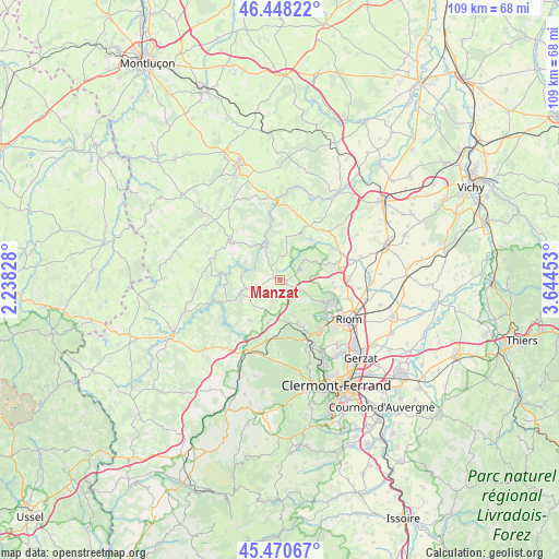 Manzat on map