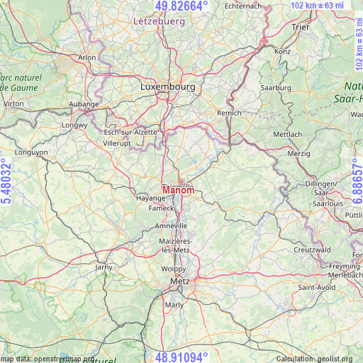 Manom on map