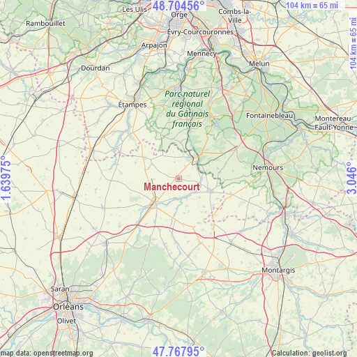 Manchecourt on map