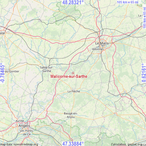 Malicorne-sur-Sarthe on map