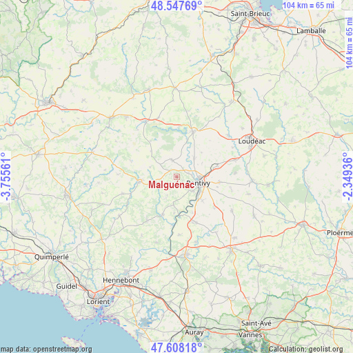 Malguénac on map