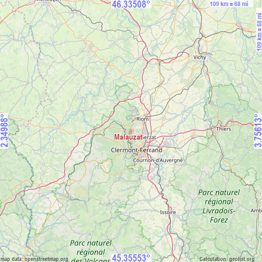 Malauzat on map