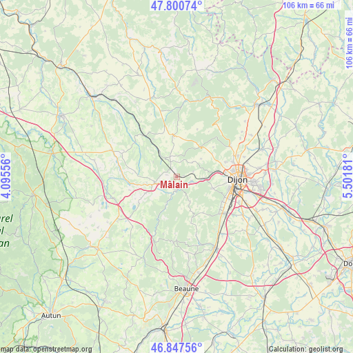 Mâlain on map