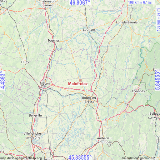 Malafretaz on map