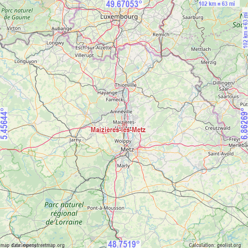 Maizières-lès-Metz on map