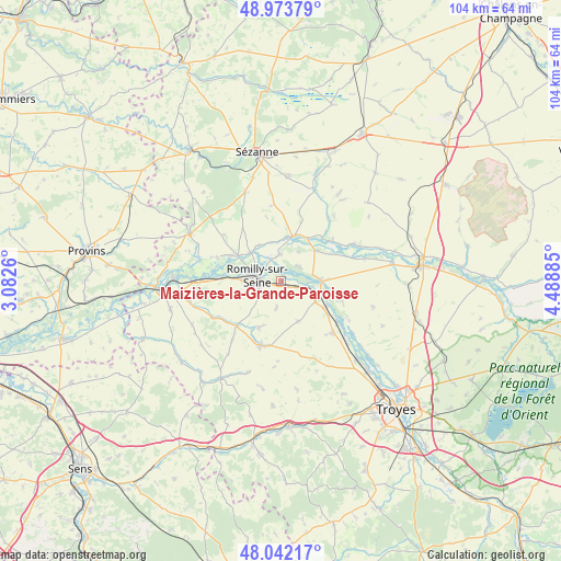 Maizières-la-Grande-Paroisse on map