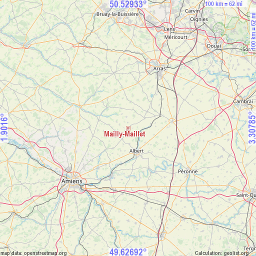 Mailly-Maillet on map