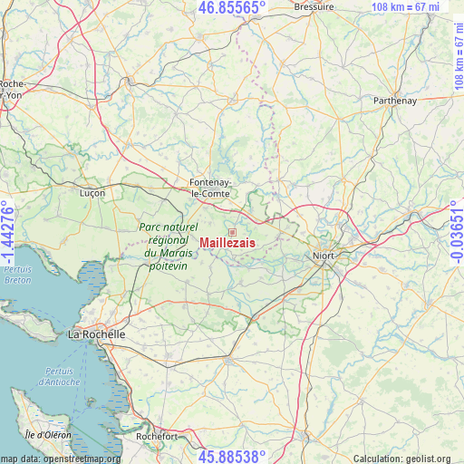 Maillezais on map