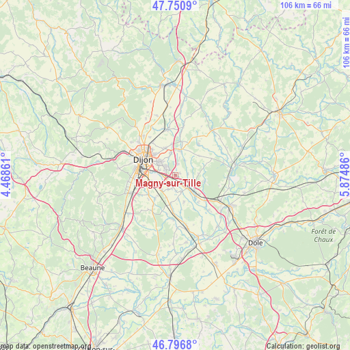Magny-sur-Tille on map
