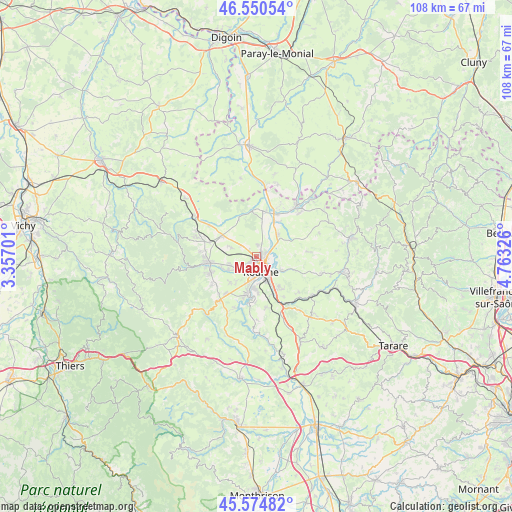 Mably on map