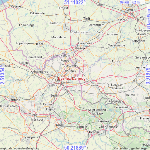 Lys-lez-Lannoy on map