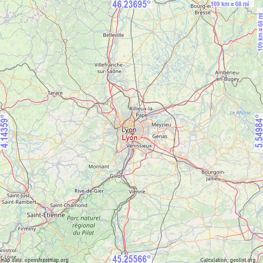 Lyon on map