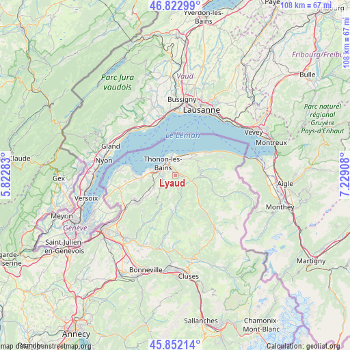 Lyaud on map