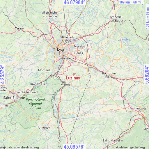 Luzinay on map