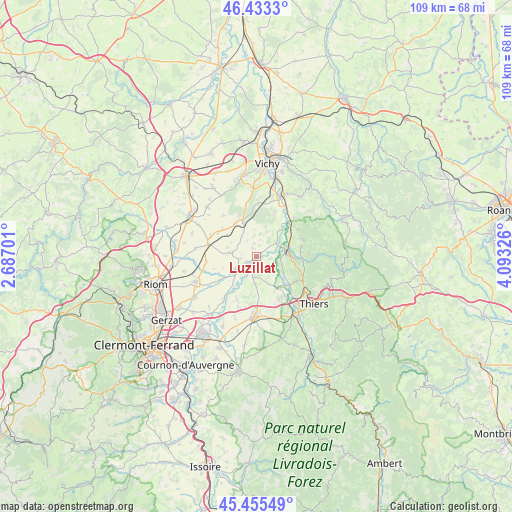 Luzillat on map