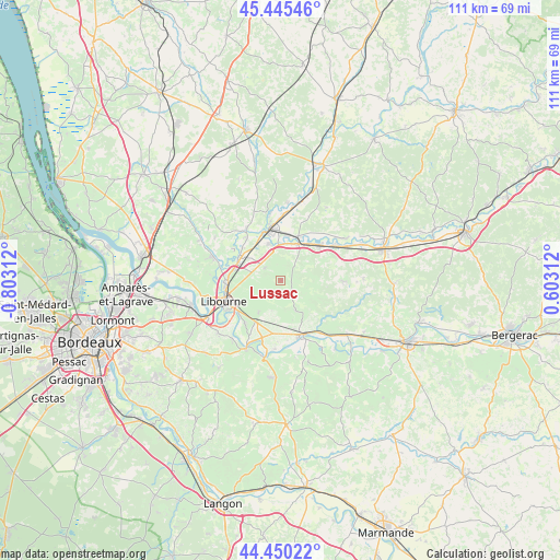 Lussac on map