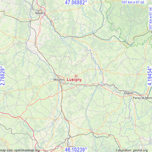 Lusigny on map